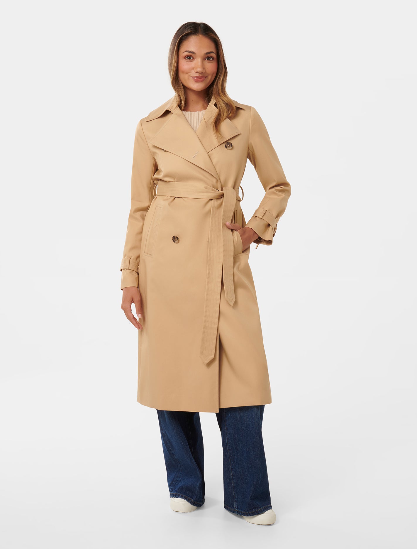 Forever New Women's Payton Petite Soft Trench Coat in Camel, Size 12