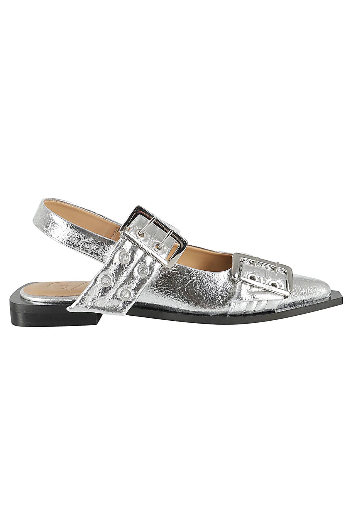 Ganni wide Belt Buckle Ballet Flats