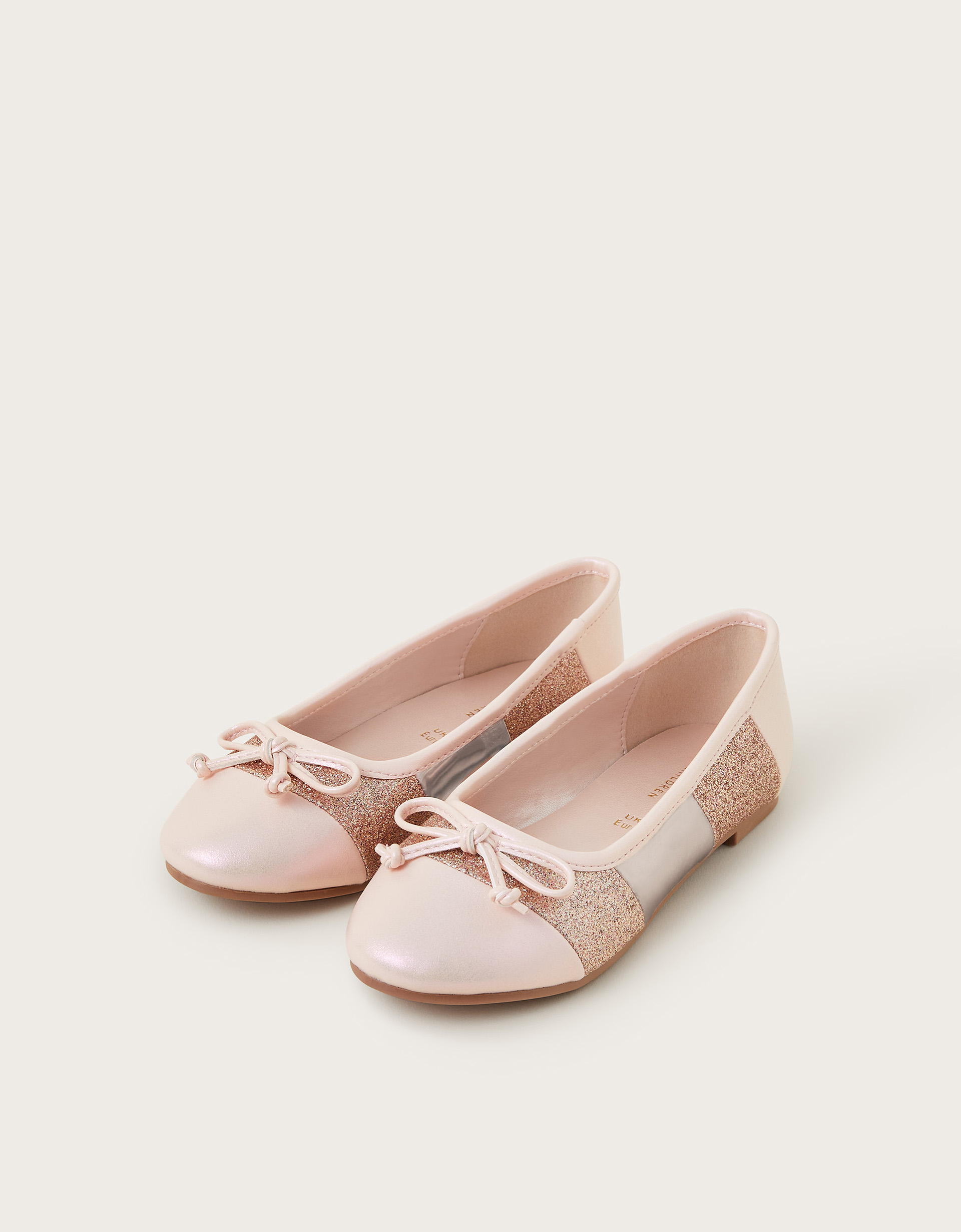 Glitter Block Ballet Flats Pink