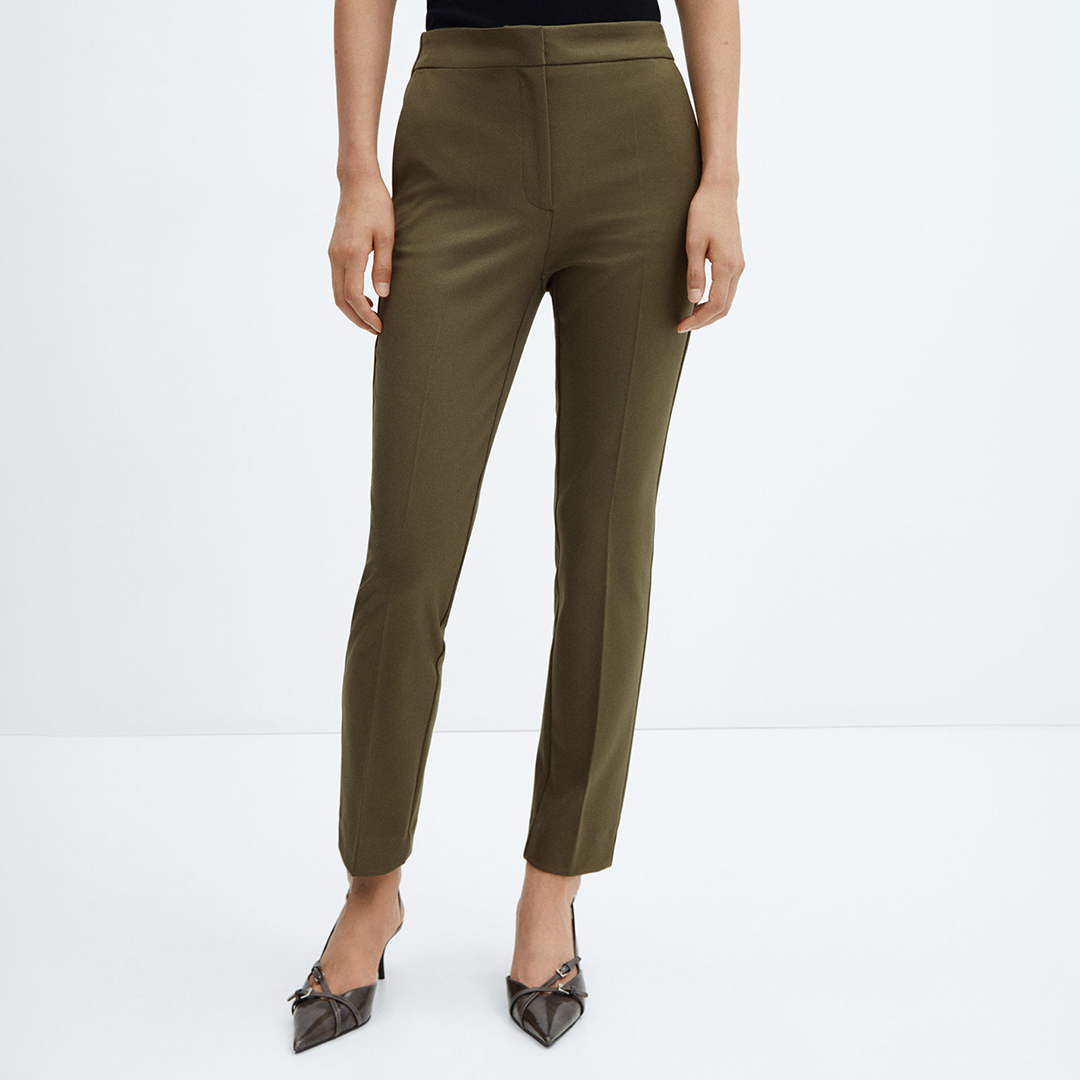 Green Mid-Rise Skinny Trousers