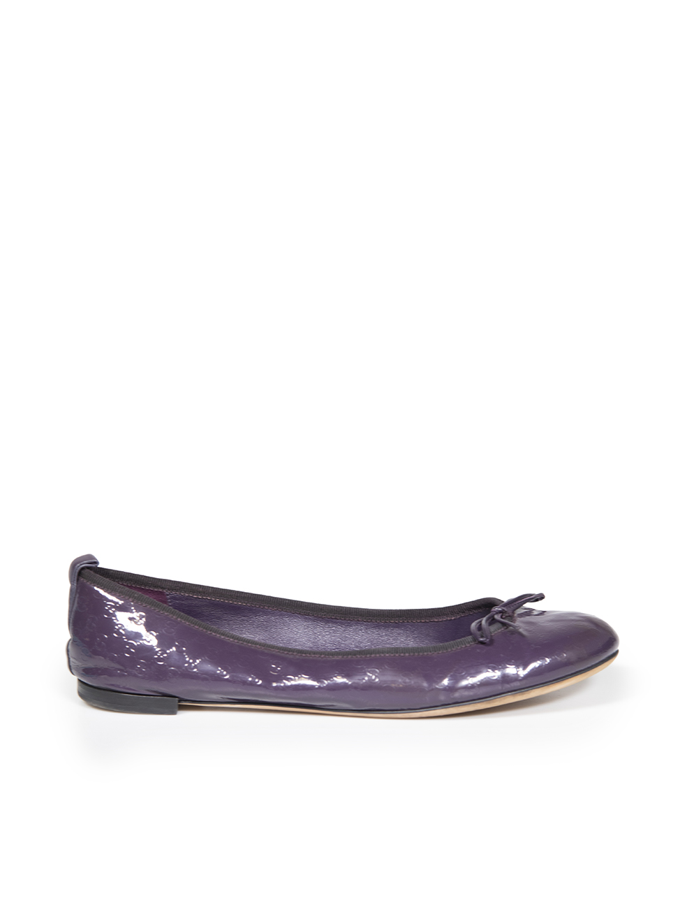 Gucci Purple Patent Micro GG Monogram Ballet Flats