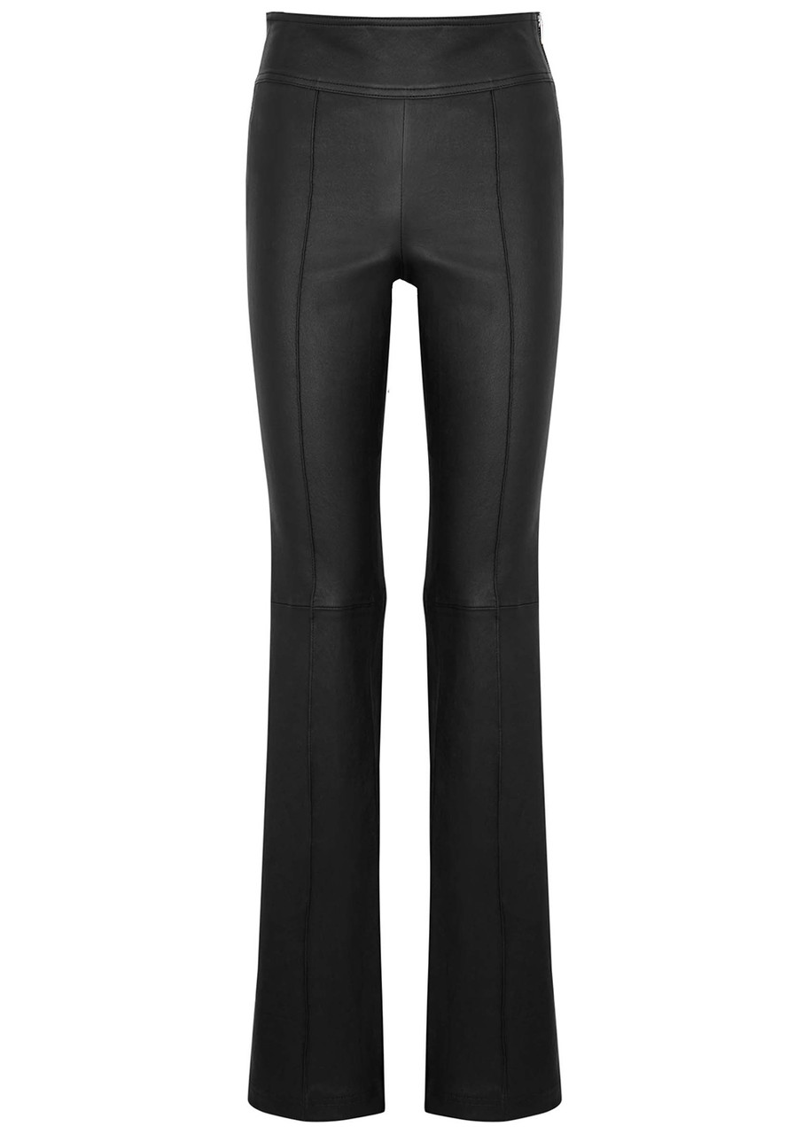 Helmut Lang Black Leather Bootcut Trousers - 10