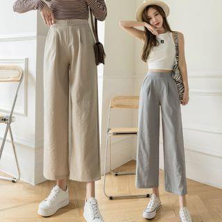High Waist Cropped Wide-Leg Dress Pants Khaki - 2XL