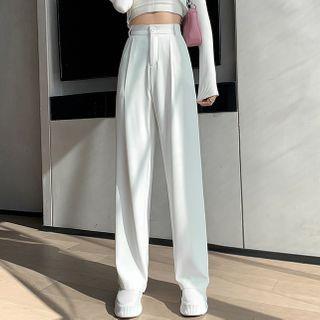 High-Waist Wide-Leg Dress Pants Lengthen - Off White - S