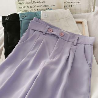 High-Waist Wide-Leg Dress Pants White - M