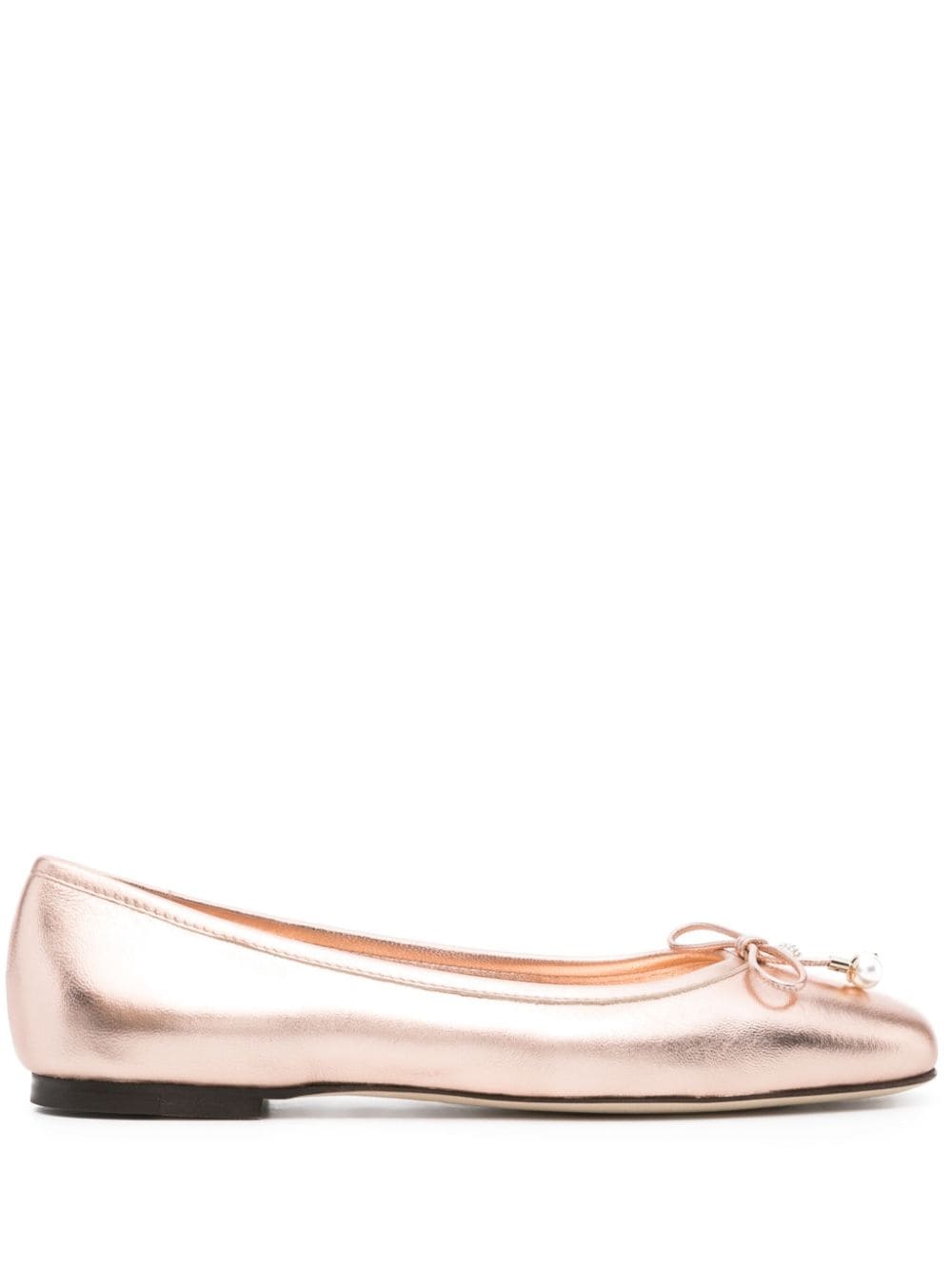 JIMMY CHOO- Elme Flat Metallic Leather Ballet Flats