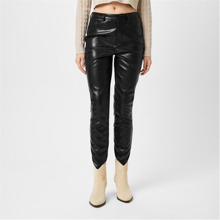 Jack Wills Faux Leather Skinny Trousers - Black