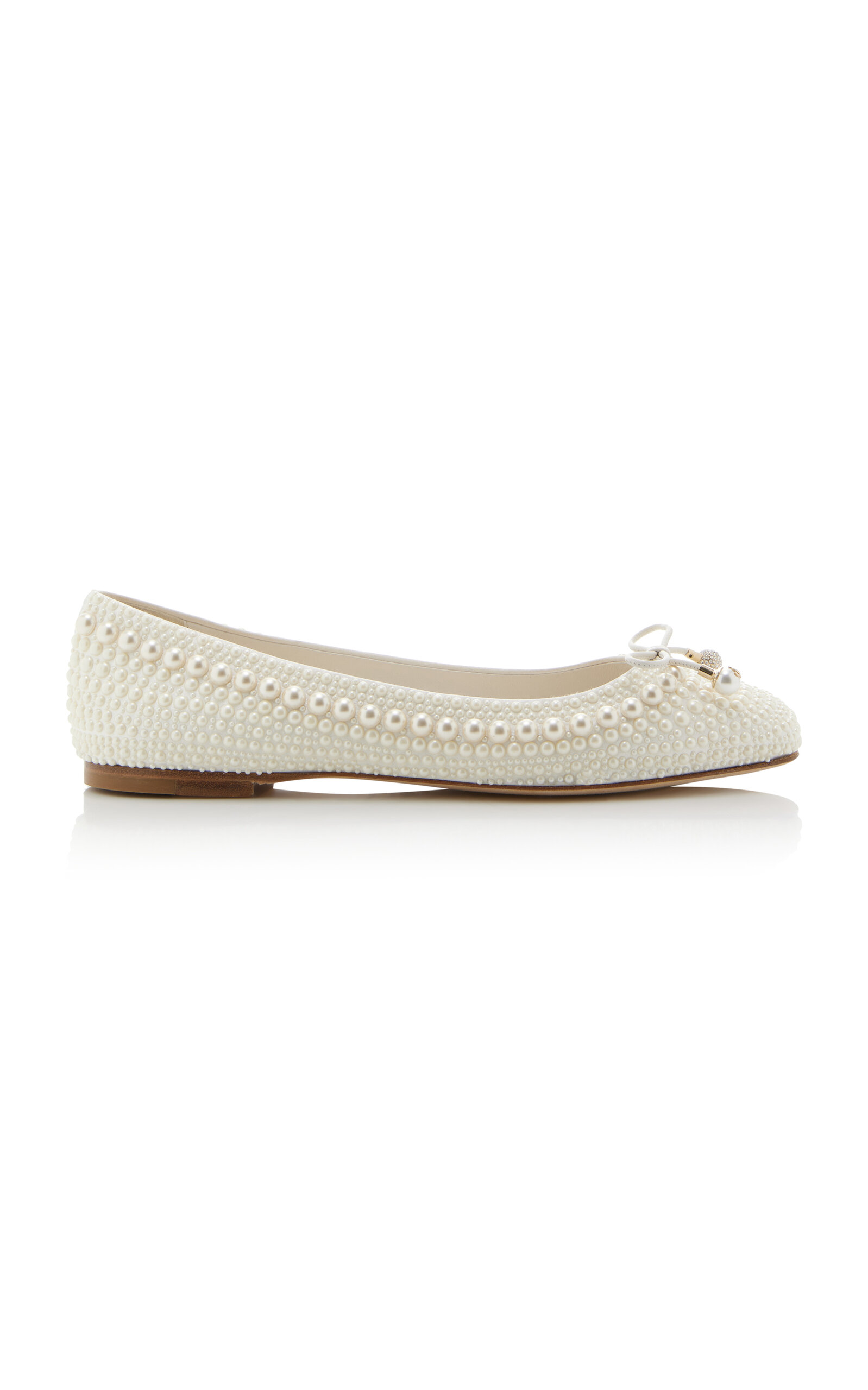 Jimmy Choo - Elme Embellished Satin Ballet Flats - White - IT 41 - Moda Operandi