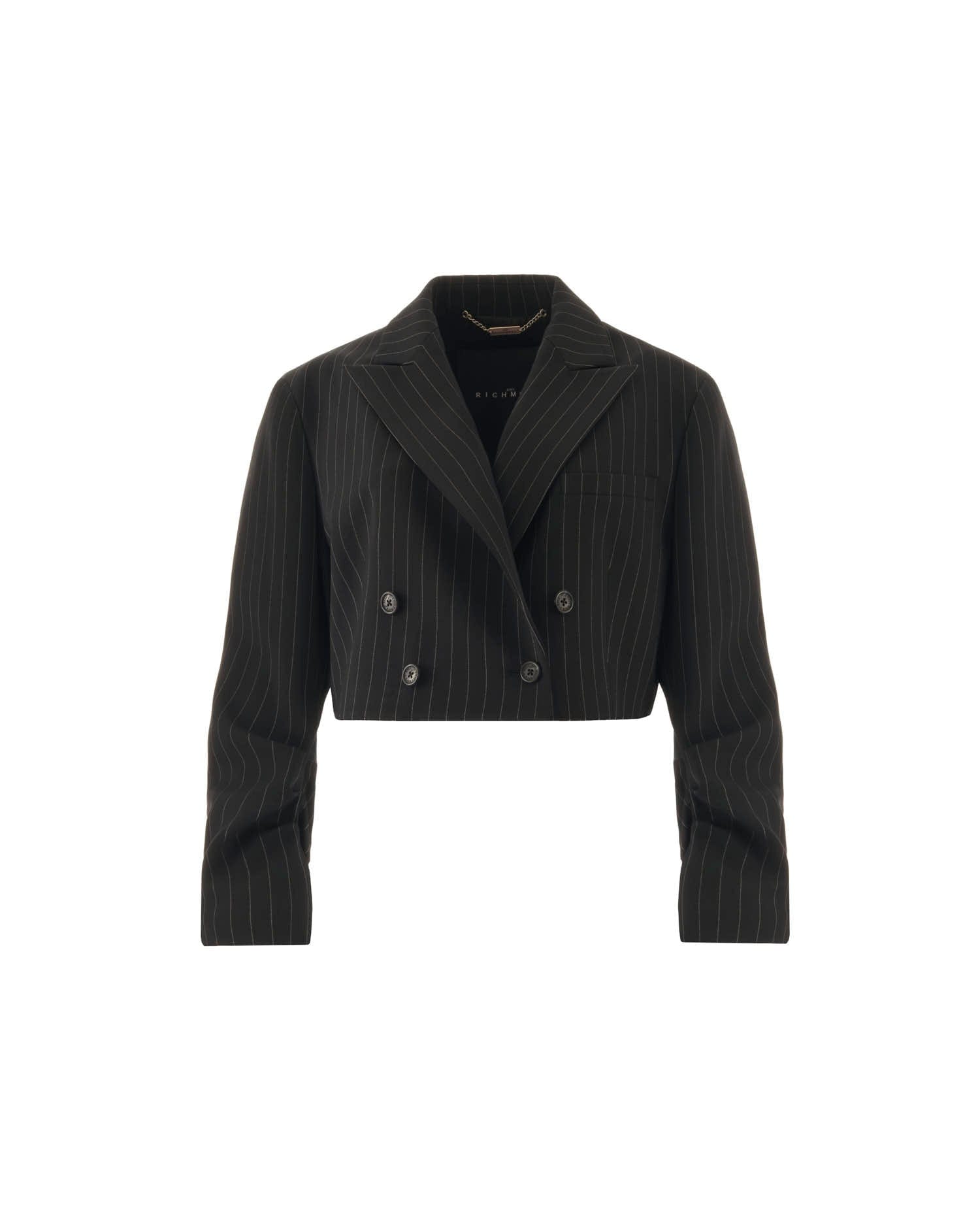 John Richmond Pinstriped Cropped Blazer