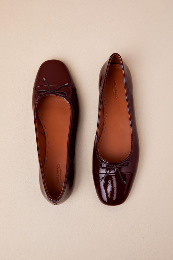 Jolin Cherry Patent Leather Bow Ballet Flats