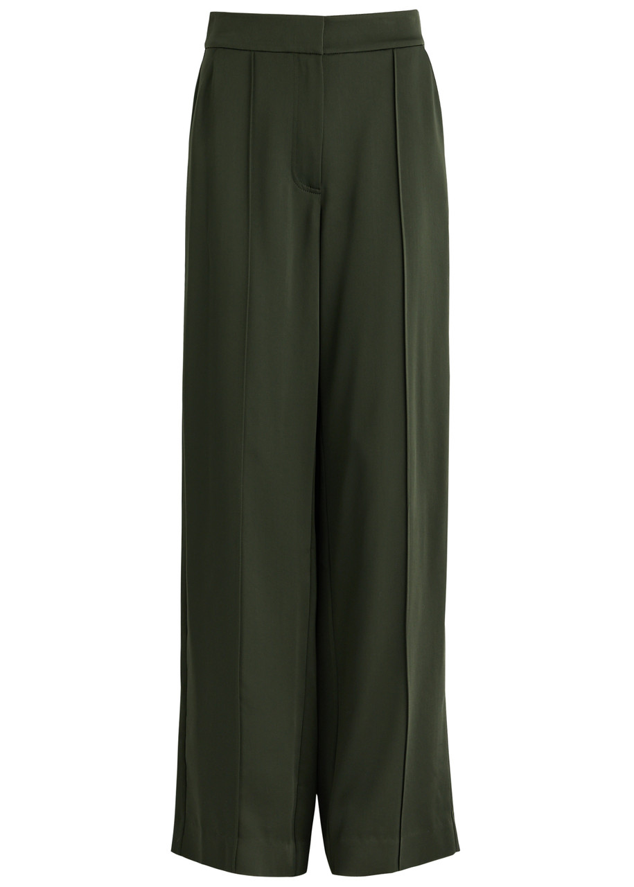 Jonathan Simkhai Kyra Wide-leg Satin Trousers - Dark Green - 6 (UK10 / S)