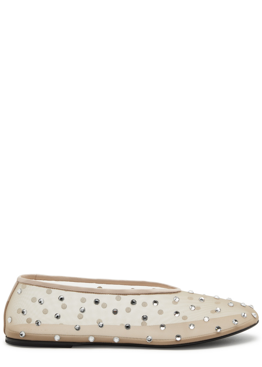Khaite Marcy Crystal-embellished Mesh Ballet Flats - Nude - 36 (IT36 / UK3)