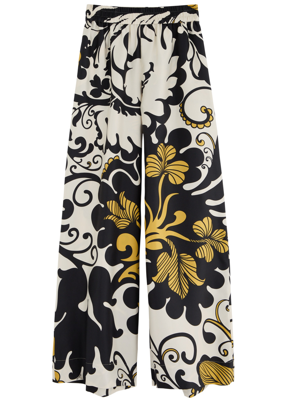 LA Double J Printed Wide-leg Silk-twill Trousers - Multicoloured - M (UK12 / M)