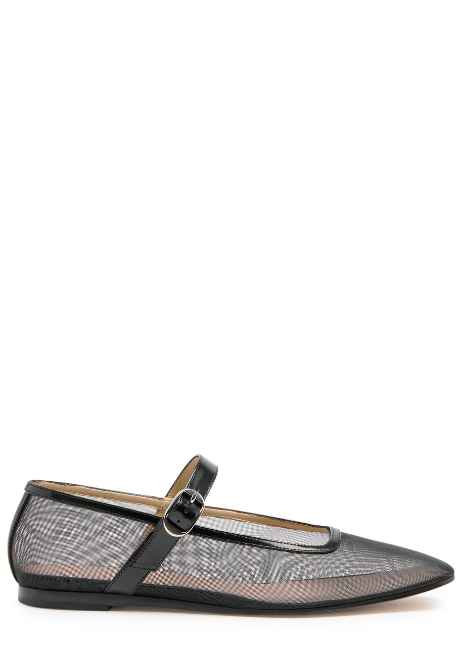 LE Monde Beryl Mary Jane Glittered Mesh Ballet Flats - Black - 36 (IT36 / UK3)