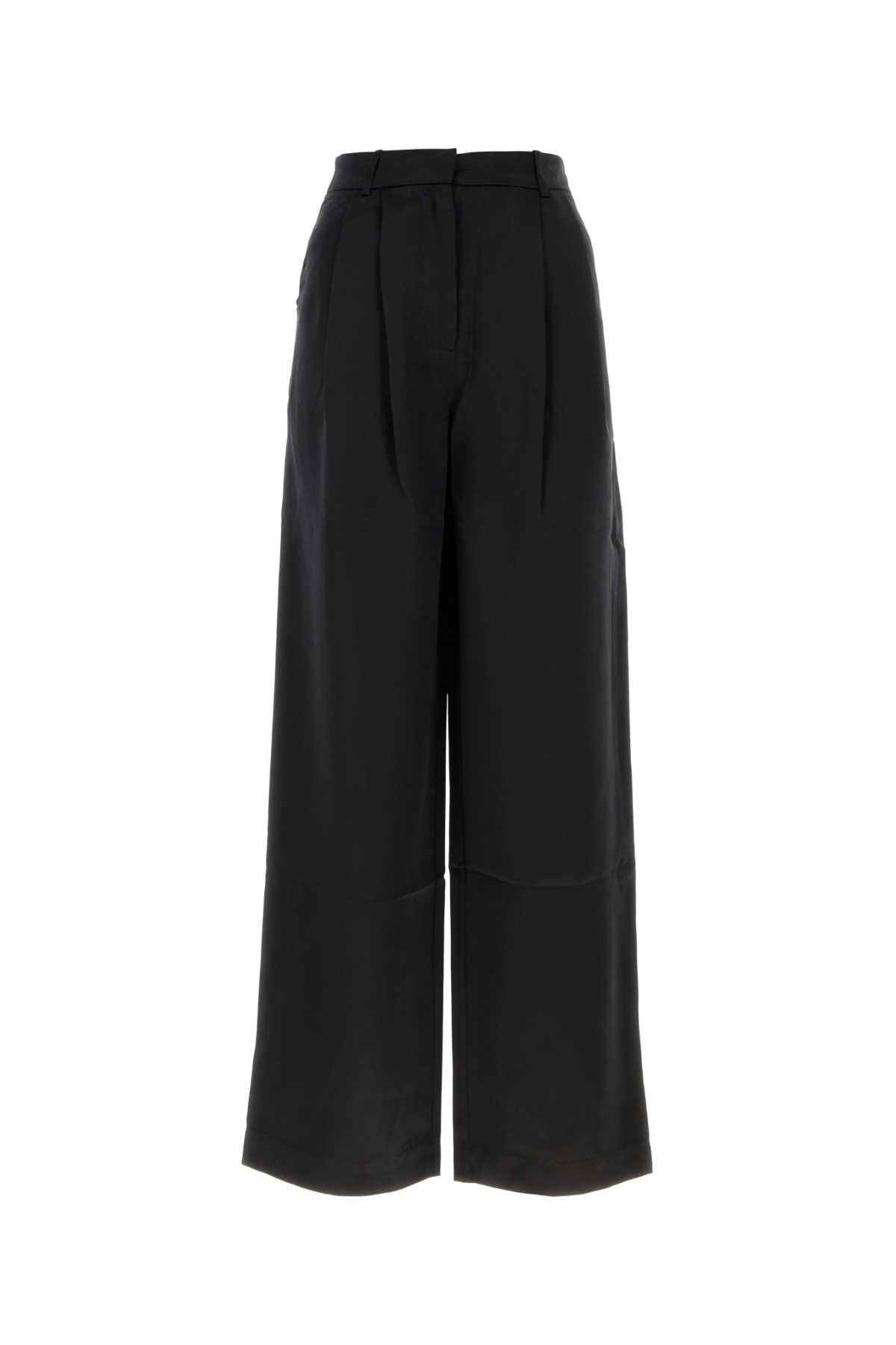 Loulou Studio Black Satin Vione Wide-leg Pant