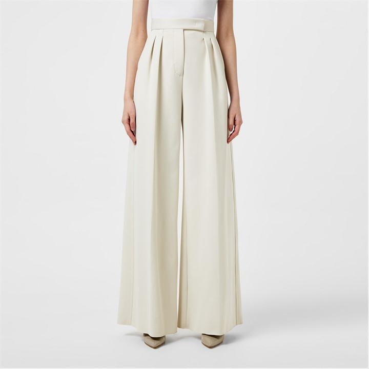 MAX MARA Zinnia Pleated Jersey Wide-Leg Pants - White