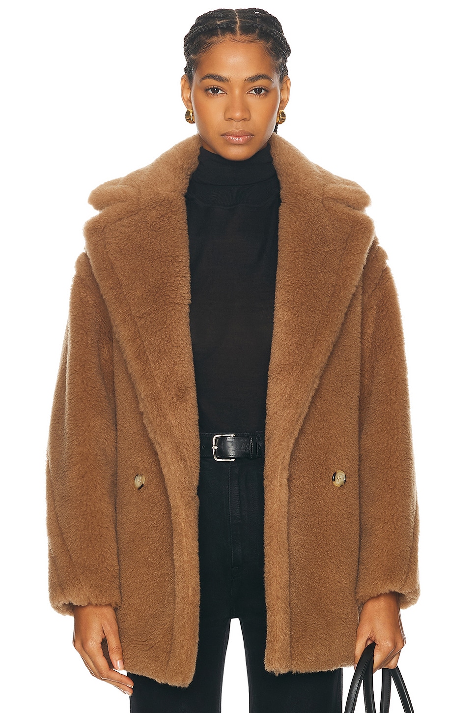 Max Mara Dramma Short Coat in Camel - Tan. Size XS (also in ).