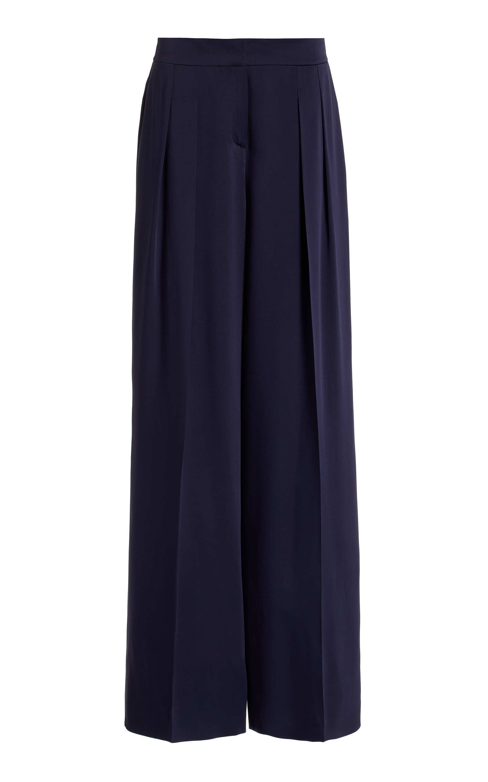 Michael Kors Collection - Pleated Satin Wide-Leg Pants - Navy - US 4 - Moda Operandi