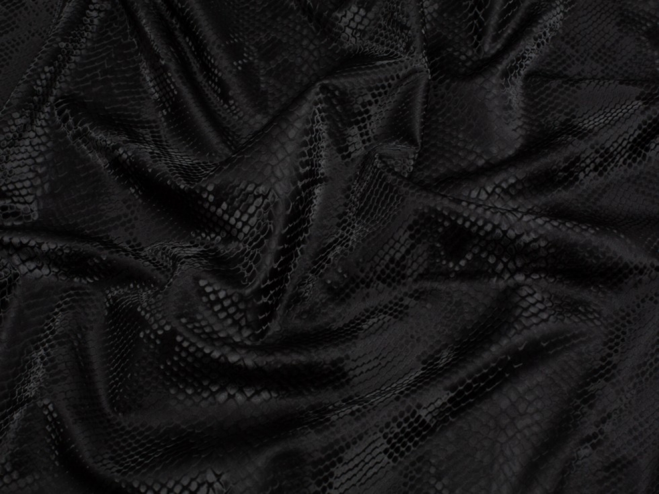 Minerva Core Range Snakeskin Activewear Lycra Four Way Stretch Knit Fabric Black