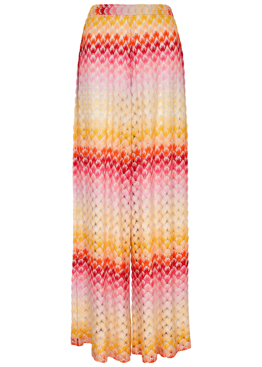 Missoni Zigzag Wide-leg Fine-knit Trousers - Red - 40 (UK8 / S)