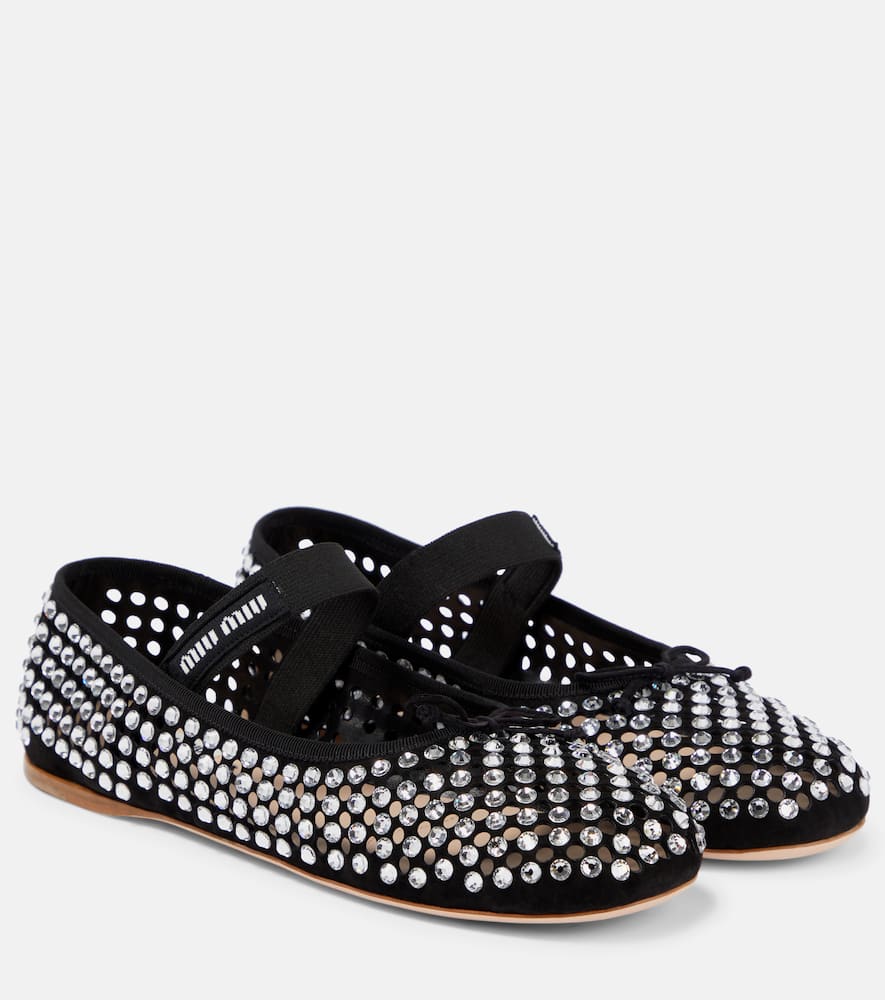 Miu Miu Logo-strap embellished ballet flats