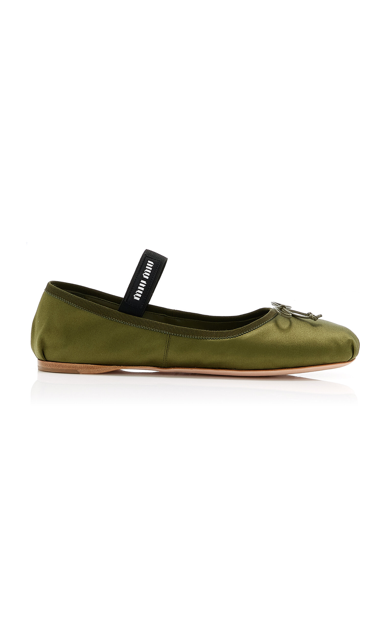 Miu Miu - Satin Ballet Flats - Green - IT 37 - Moda Operandi
