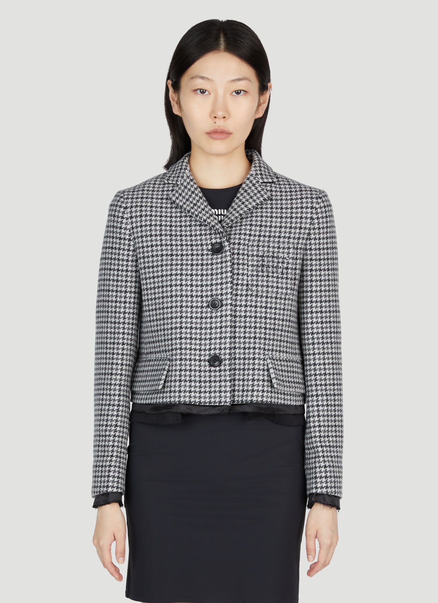 Miu Miu Tweed Cropped Blazer - Woman Blazers Grey It - 40