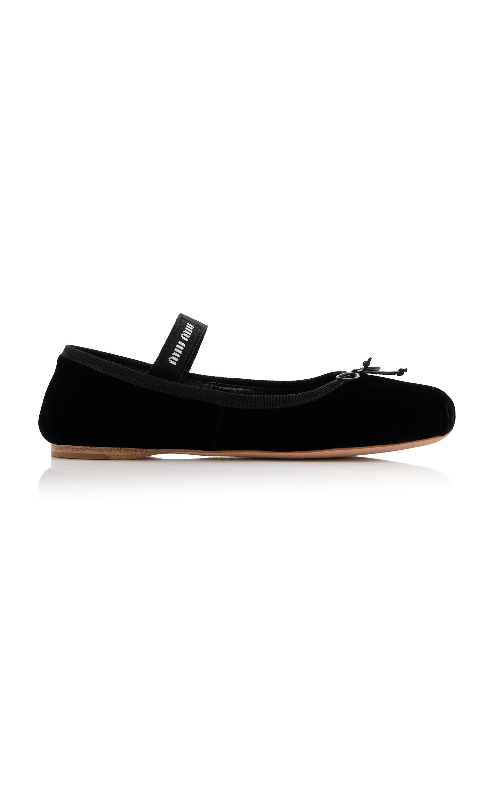 Miu Miu - Velvet Ballet Flats - Black - IT 36.5 - Moda Operandi