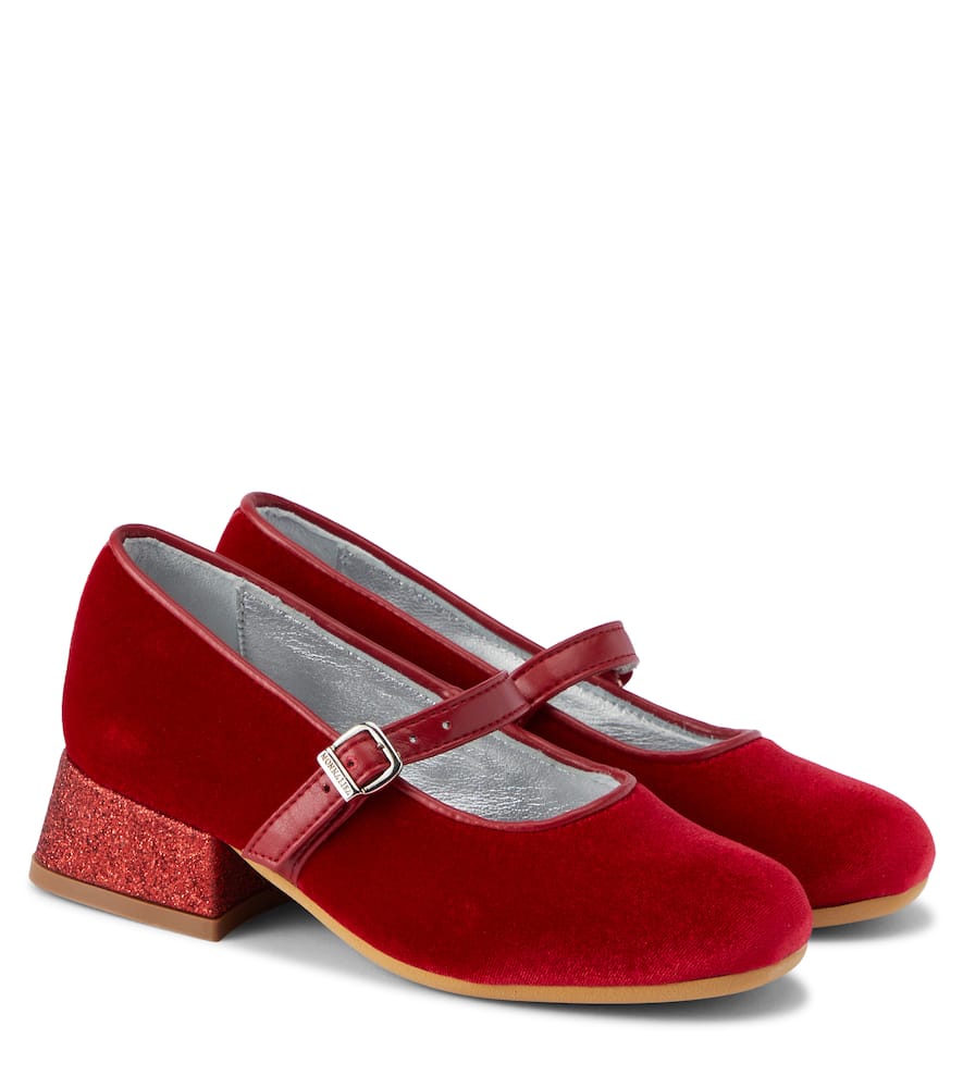 Monnalisa Dorothy glitter velvet ballet flats