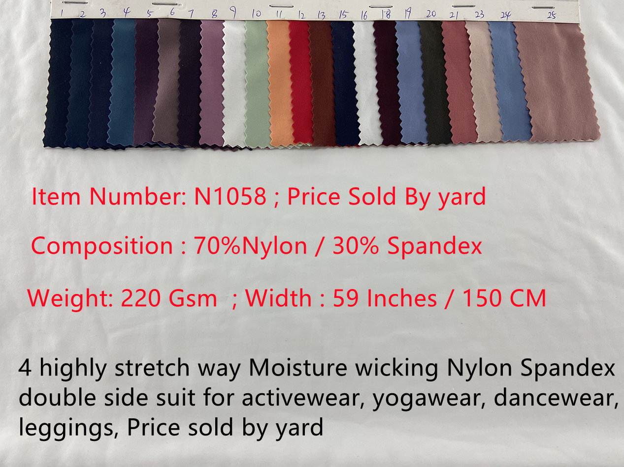 N1058 4 Highly Stretch Way Double Side Nylon Spandex Fabric Work For Swimwear, Activewear, Yogawear, Dancewear, Leggings, Price Sold By Yard