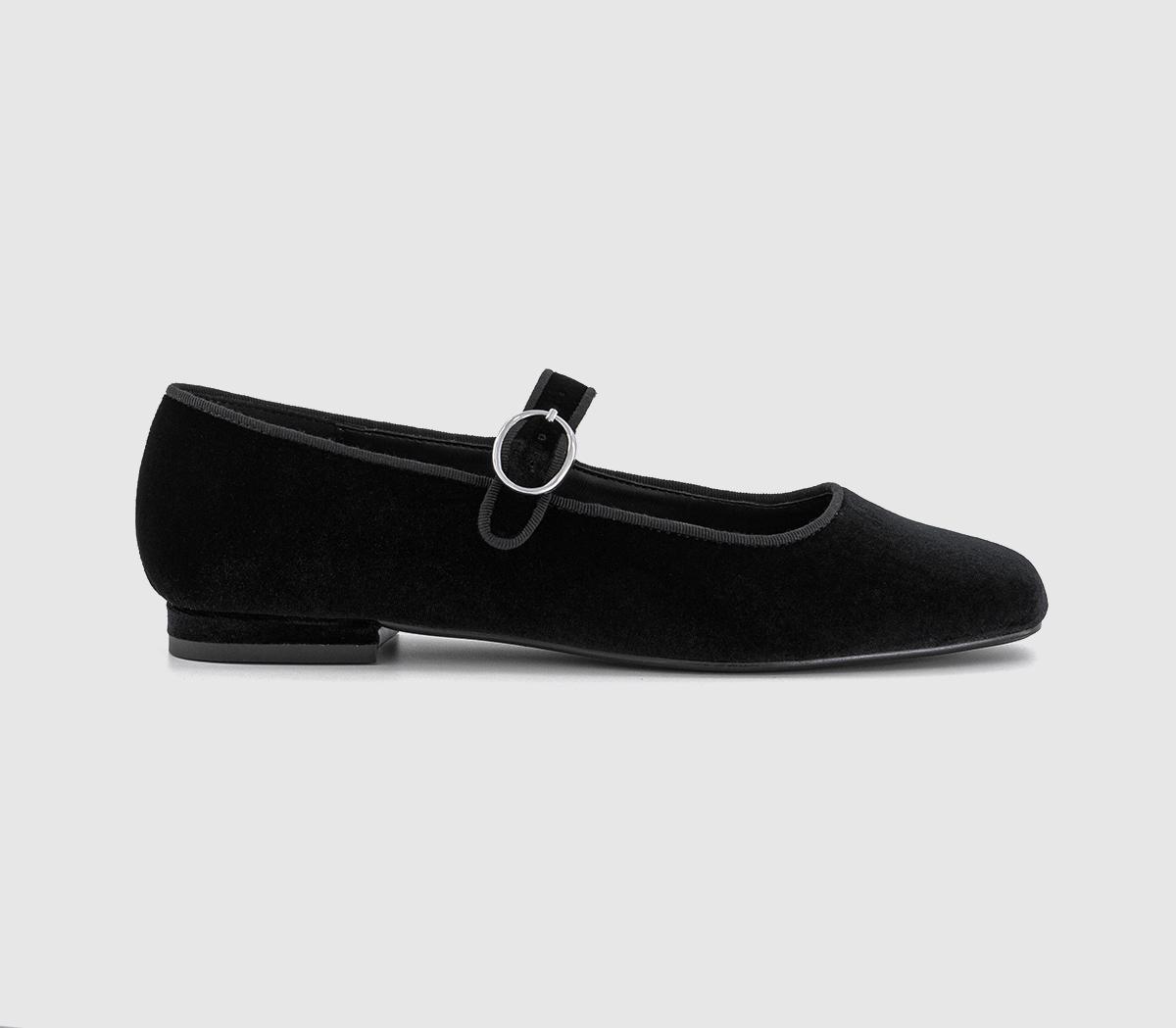 OFFICE Womens Fanfare Single Strap Mary Jane Ballet Flats Black Velvet, 4