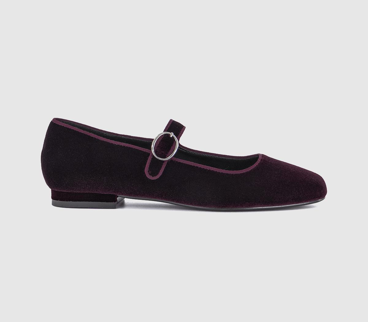 OFFICE Womens Fanfare Single Strap Mary Jane Ballet Flats Burgundy Velvet Red, 4