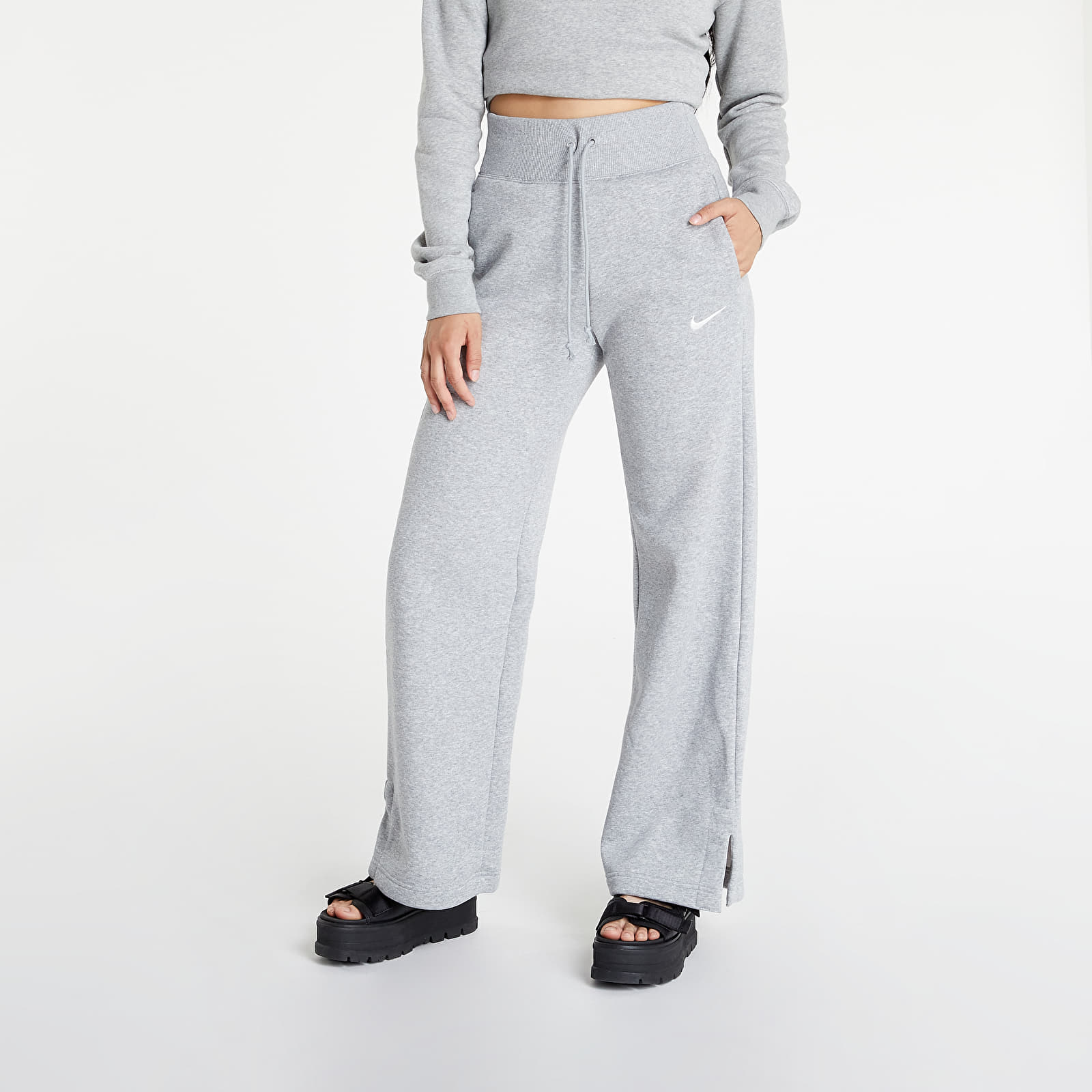 Pants Nike Sportswear Phoenix Fleece Women's High-Waisted Wide-Leg Sweatpants Dk Grey Heather/ Sail M