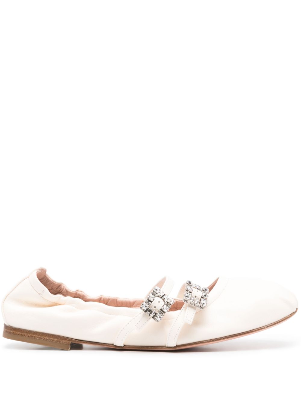 ROGER VIVIER- Mini Strap Strass Leather Ballet Flats