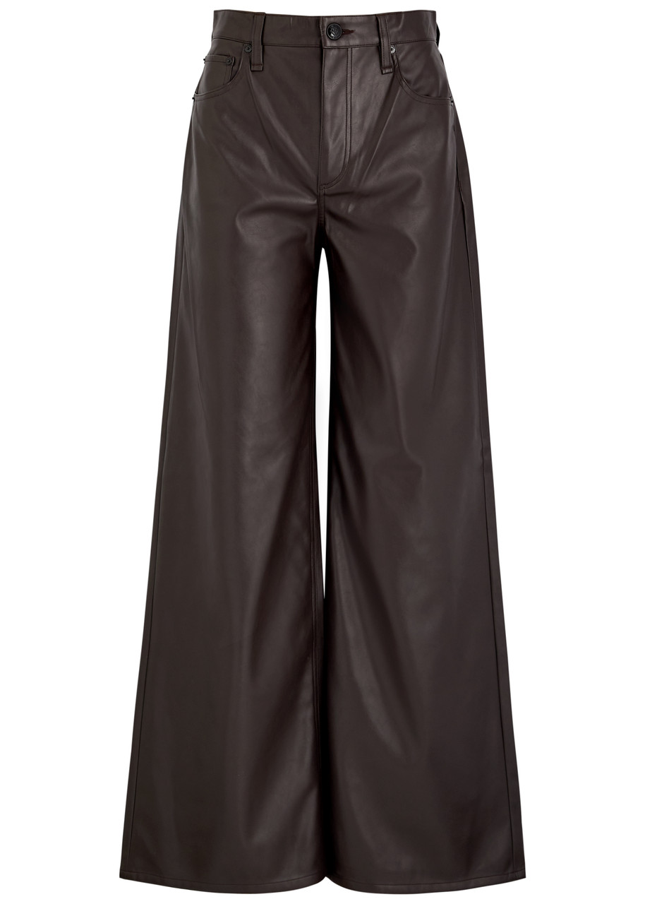 Rag & Bone Sophie Wide-leg Faux Leather Trousers - Dark Brown - 29 (W29 / UK12 / M)