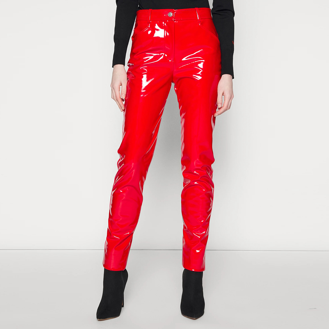 Red Skinny Mid Rise Trousers