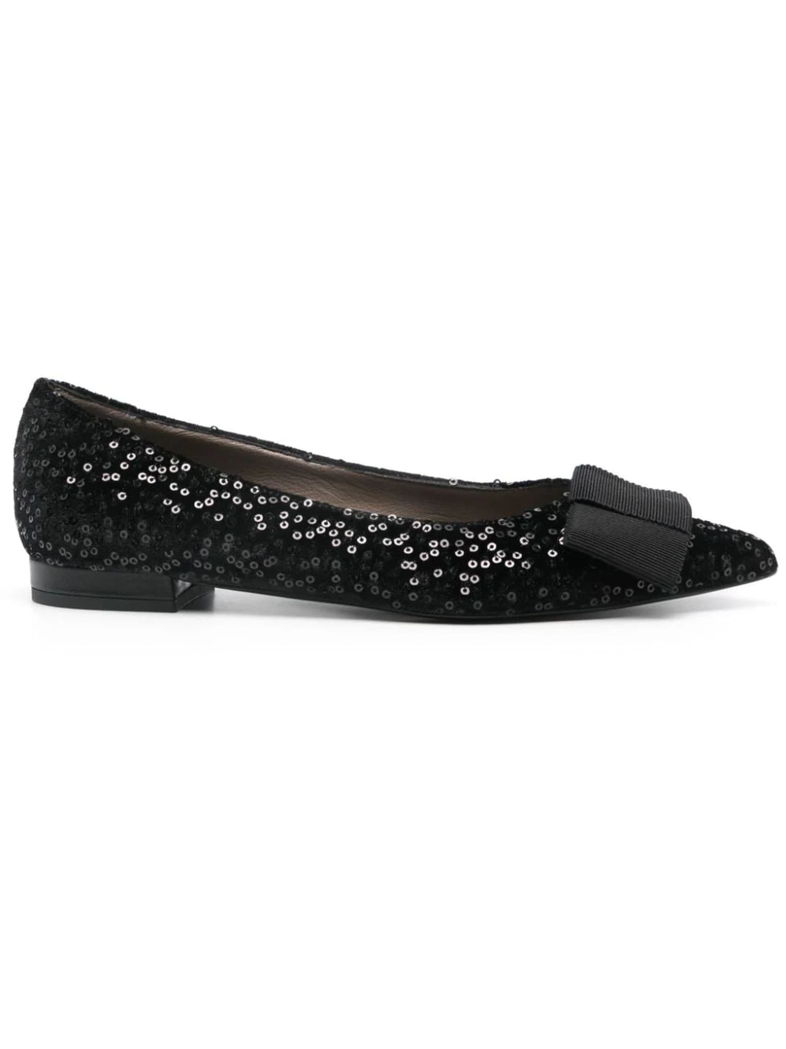 Roberto Festa Black Sequin-embellished Polly Ballet Flats