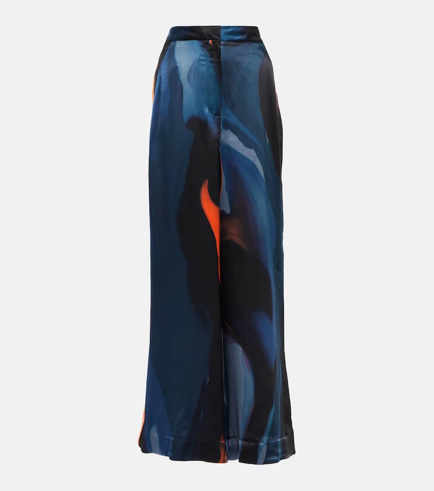 Roksanda Calla printed wide-leg satin pants