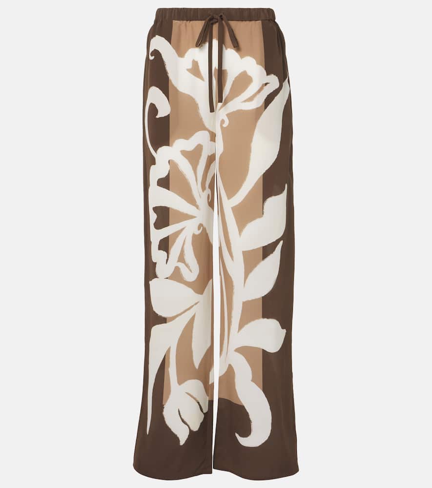SIR Portia printed silk satin wide-leg pants