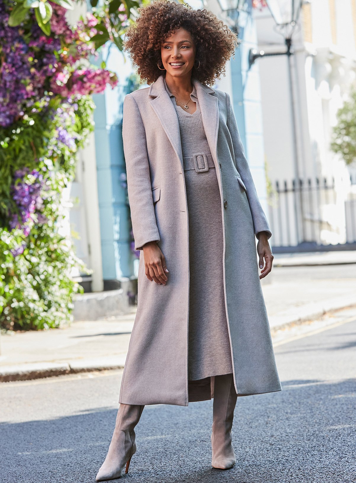 SOSANDAR Camel Fitted Longline Coat