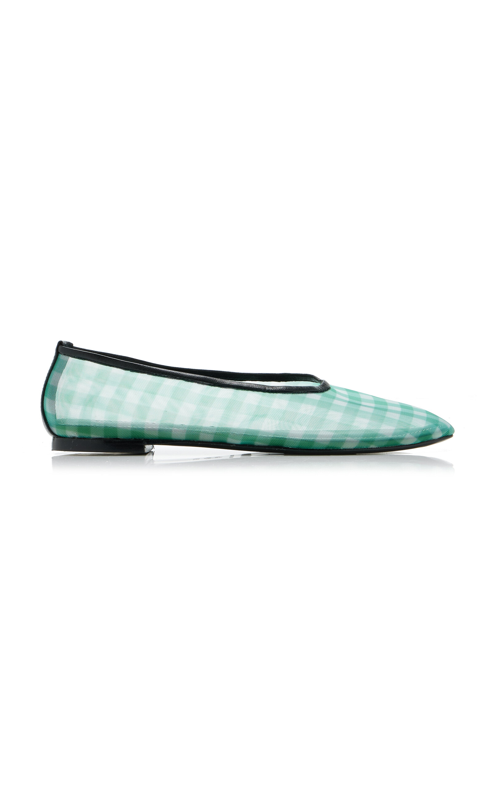 STAUD - Alba Gingham-Mesh Ballet Flats - Green - IT 37 - Moda Operandi