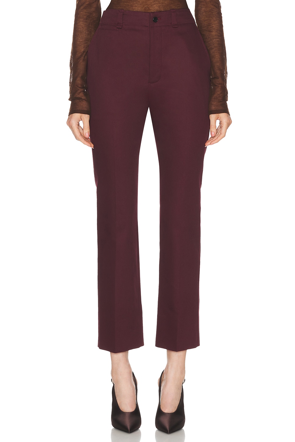 Saint Laurent Bootcut Pant in Aubergine - Red. Size 42 (also in ).