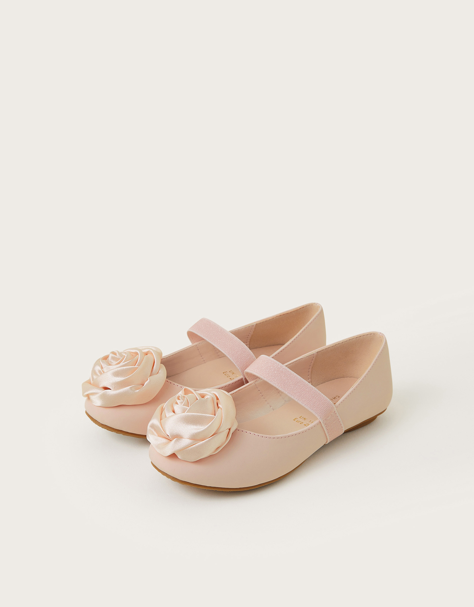 Satin Rosette Ballet Flats Pink