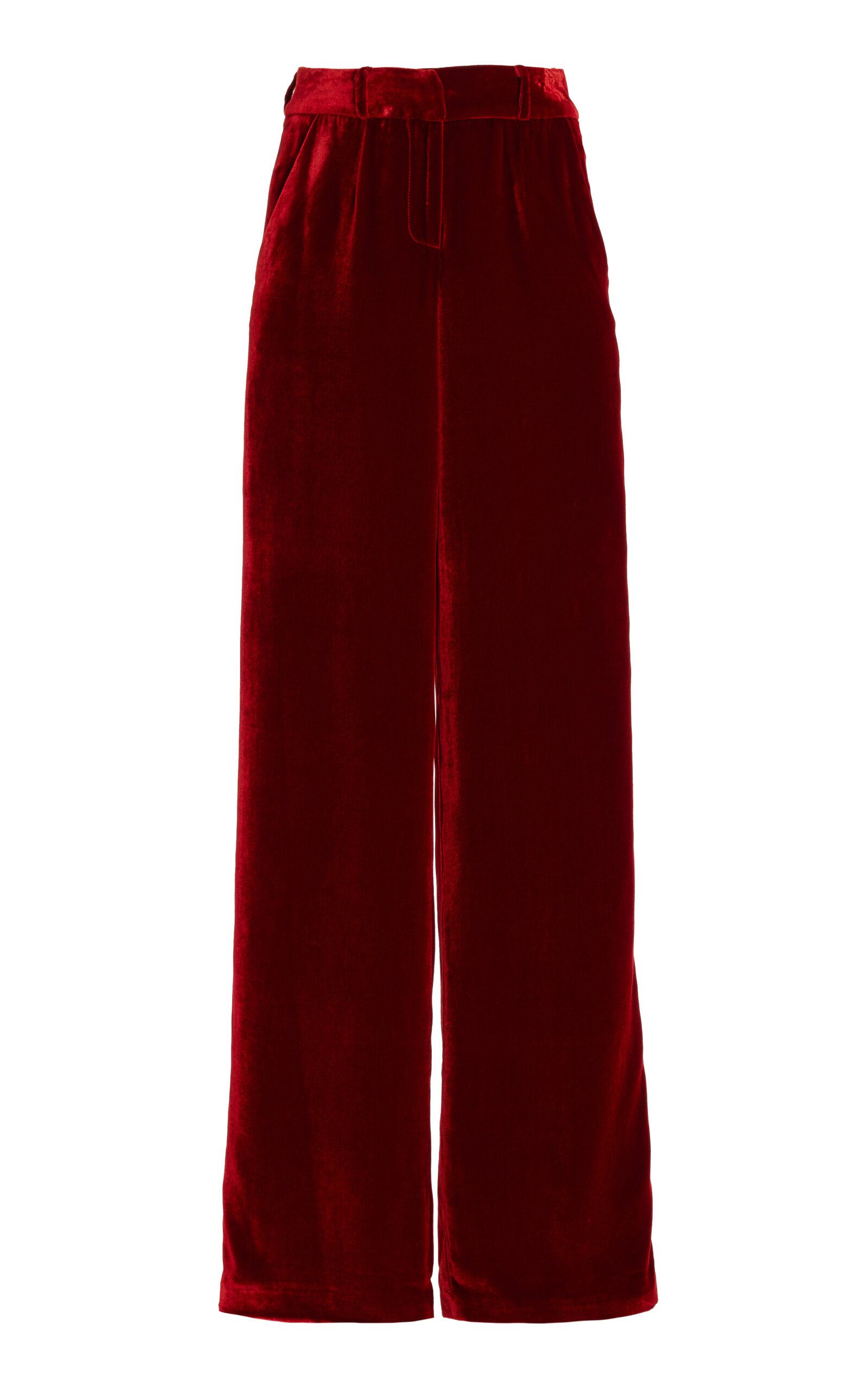Sergio Hudson - Mid-Rise Velvet Wide-Leg Pants - Red - US 4 - Moda Operandi