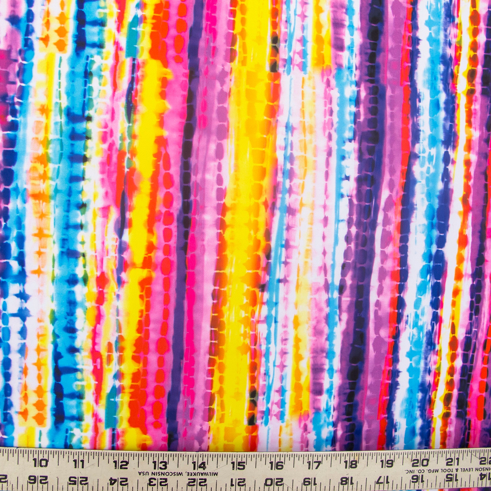 Spandex Fabric Material - Tie-Dye Stripe Design 18 X 58 Inches 4 Way Stretch, Good For Bathing Suits, Activewear, Leotards & More