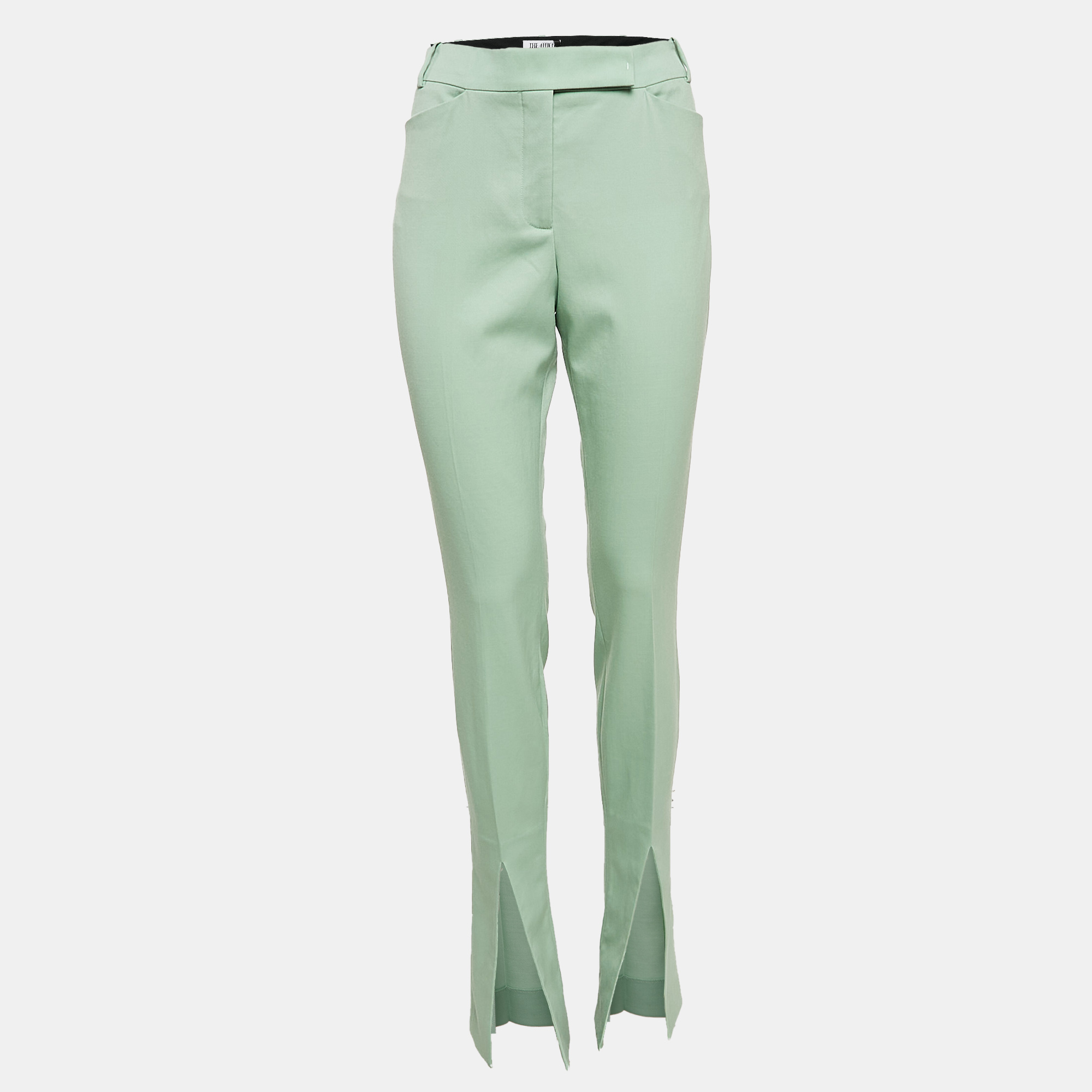 The Attico Green Wool Slit Detail Freja Skinny Pants M