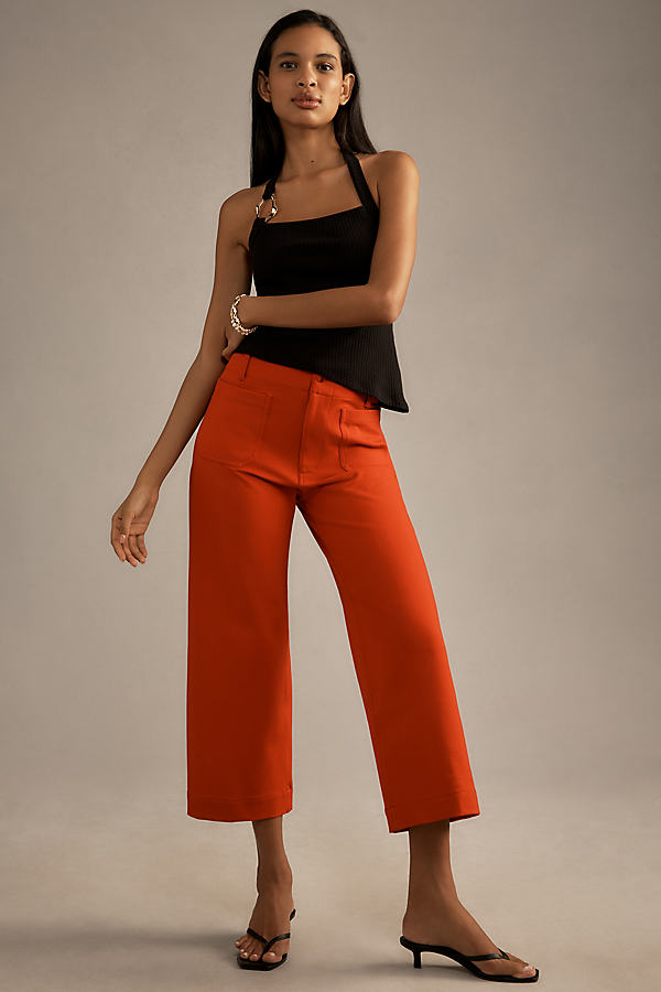 The Colette Cropped Wide-Leg Trousers by Maeve: Ponte Edition