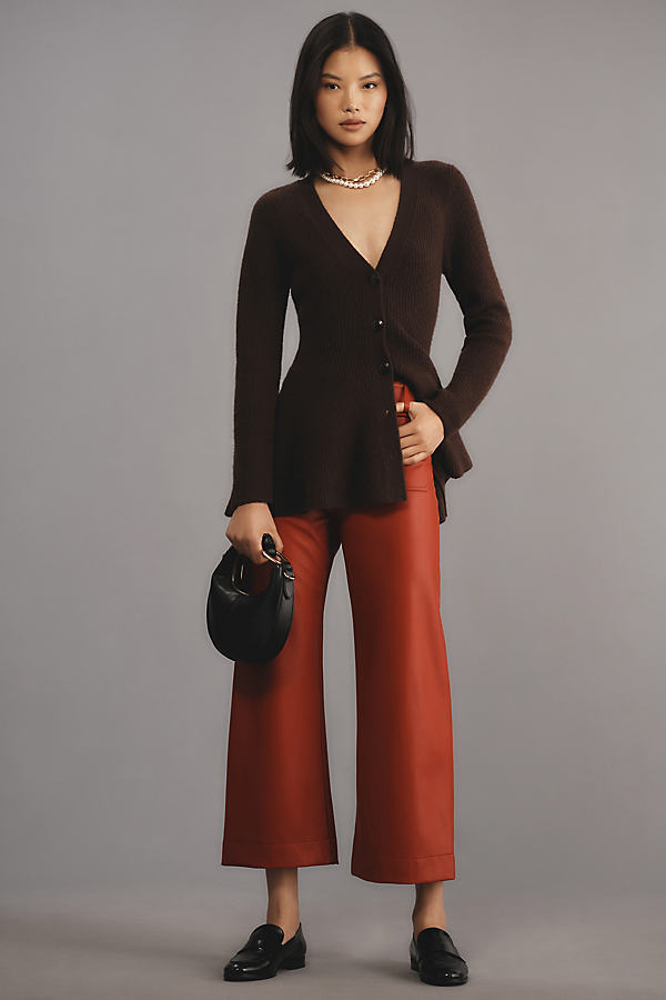 The Colette Cropped Wide-Leg Trousers by Maeve: Vegan Leather Edition