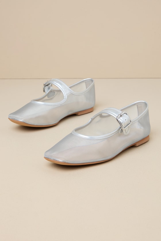 Tribeca Silver Sheer Mesh Ballet Flats