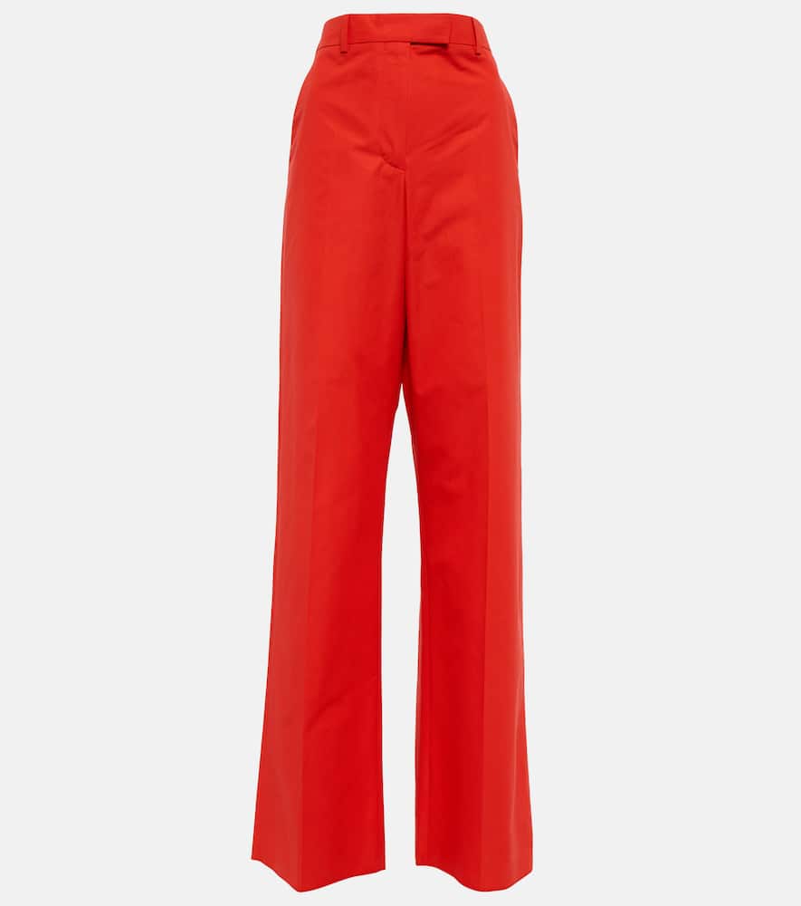 Valentino High-rise wide-leg cotton pants